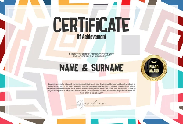 Certificat Avec Sceau Doré Bordure Colorée Illustrations De Stock Libres De Droits
