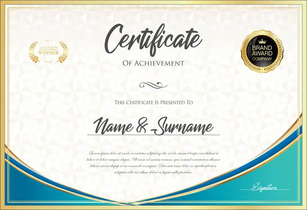 Certificat Avec Sceau Doré Bordure Colorée Vecteurs De Stock Libres De Droits