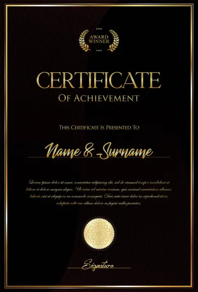 Plantilla Certificado Diploma Diseño Negro Gráficos Vectoriales
