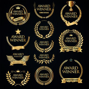 Altın defne çelengi koleksiyonu ödüllü koleksiyon vektör illüstrasyonu 