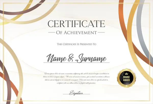 Certificado Com Selo Dourado Borda Design Colorido Vetores De Bancos De Imagens Sem Royalties