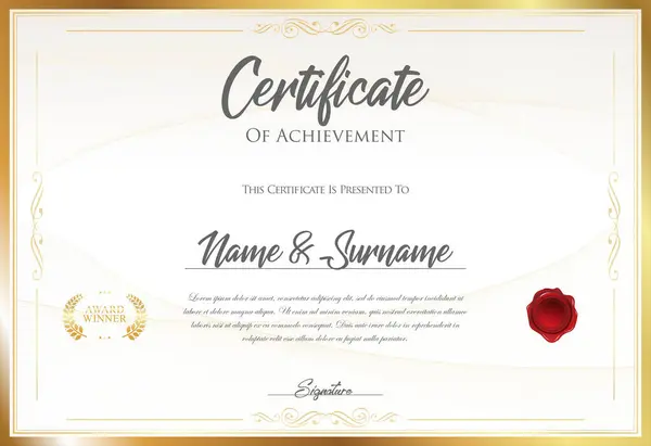 Certificado Com Ilustração Vetorial Selo Dourado Vetores De Bancos De Imagens Sem Royalties