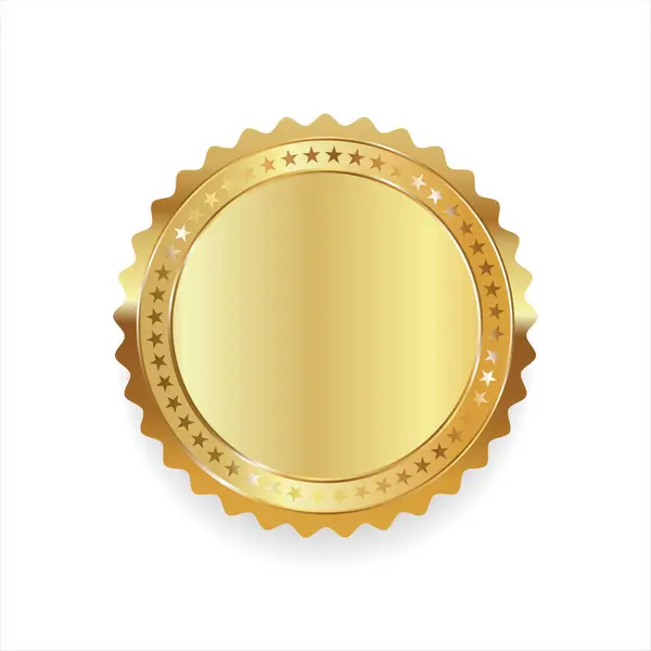 Realista Ronda Brillante Oro Blanco Premio Insignia Vector Ilustración — Vector de stock