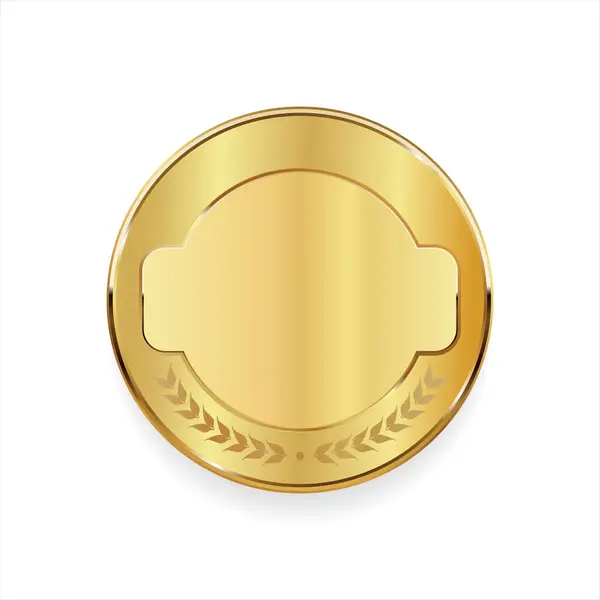 Realistische Runde Glänzende Blanke Goldplakette Vektor Illustration lizenzfreie Stockvektoren