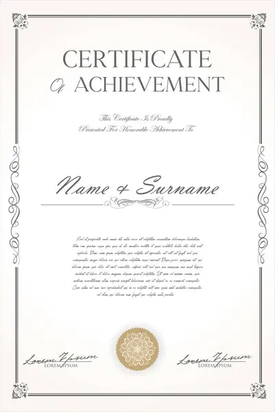 Modelo Certificado Diploma Ilustração Retro Design Gráficos Vetores