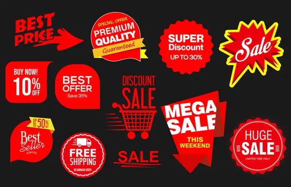 Set Red Sale Badges Tags Labels Design Royalty Free Stock Illustrations