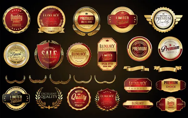 Insigne Retro Premium Lux Aur Colecție Etichete Vectori de stoc fără drepturi de autor