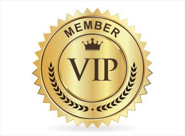 Beyaz arka planda Vip premium üyelik altın rozeti