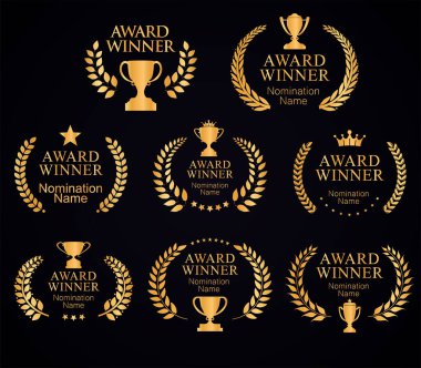 Altın defne çelengi ödüllü amblem koleksiyonu 