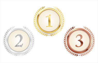 Altın gümüş ve bronz madalya vektör çizimi 