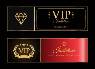 VIP davetiyesi Lüks premium tasarım kartı, afiş ya da altın elementleri siyah arkaplanda izole edilmiş broşür