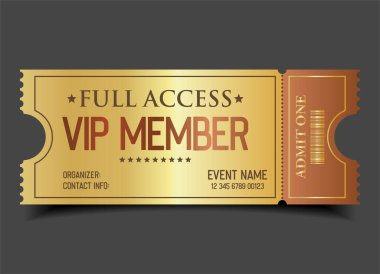 Konser, parti ya da festival Altın VIP tam geçiş tasarım şablonu tasarım şablonu 