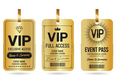 Konser, parti ya da festival Altın VIP tam geçiş tasarım şablonu tasarım şablonu 