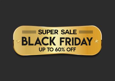 Kara Cuma altın lüks etiket premium kalite sertifika kurdeleleri vektör illüstrasyonu 