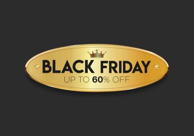 Kara Cuma altın lüks etiket premium kalite sertifika kurdeleleri vektör illüstrasyonu 