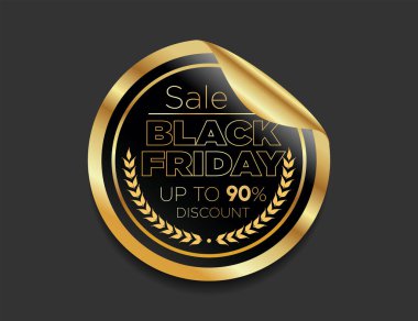 Kara Cuma altın lüks etiket premium kalite sertifika kurdeleleri vektör illüstrasyonu