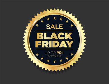 Kara Cuma altın lüks etiket premium kalite sertifika kurdeleleri vektör illüstrasyonu