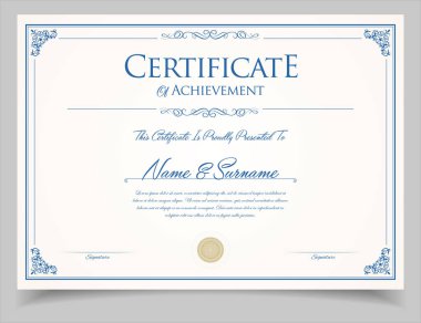 Sertifika şablonu diploma klasik sınır ödülü arka planı, kazanan başarı sertifikası veya diploma tasarımı 