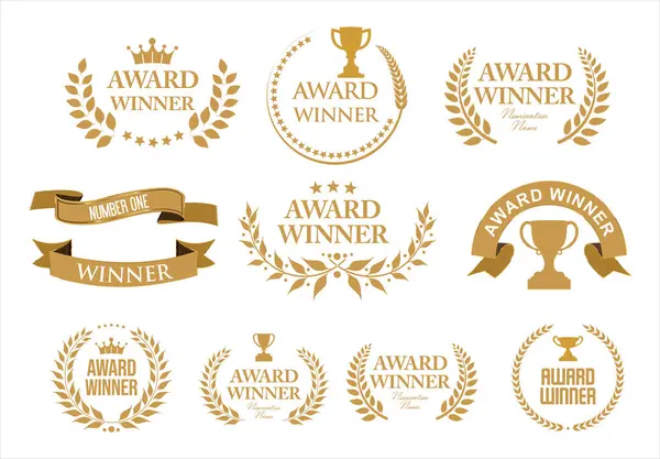 ödüllü ve en iyi derecelendirilmiş altın rozet ve amblem koleksiyonu illüstrasyonu 