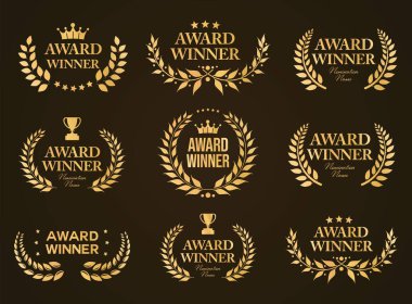 ödüllü ve en iyi derecelendirilmiş altın ve siyah rozet ve amblem koleksiyonu illüstrasyonu 