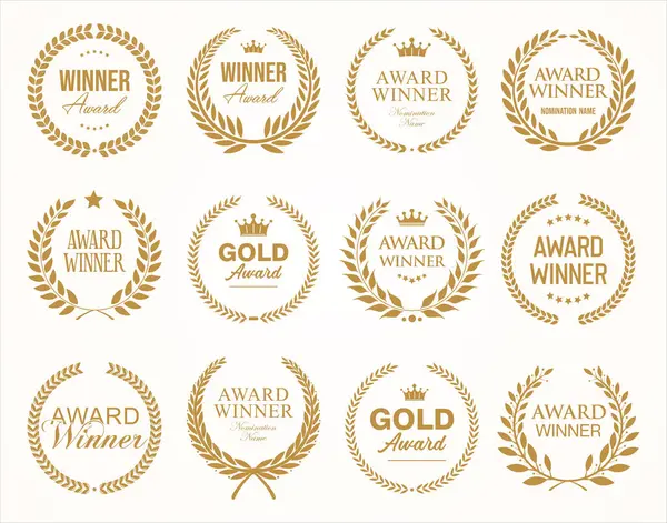 Collection of golden badge Award vector illustration collection