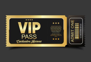 Konser, parti ya da festival Altın VIP geçiş tasarım şablonu tasarım şablonu 