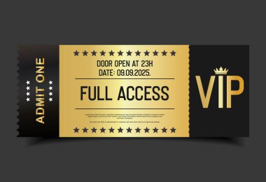 Konser, parti ya da festival Altın VIP geçiş tasarım şablonu tasarım şablonu 