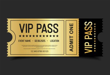 Konser, parti ya da festival Altın VIP geçiş tasarım şablonu tasarım şablonu 