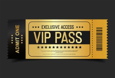 Konser, parti ya da festival Altın VIP geçiş tasarım şablonu tasarım şablonu 