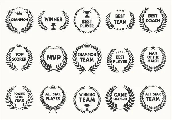 Spor Ödülleri ve en iyi aday ödüllü defne çelenkleri beyaz arka planda 