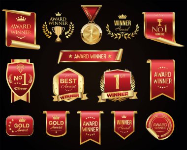 Altın ödüllü logo koleksiyonu ödüllü logo tasarımı siyah arkaplanda izole edildi
