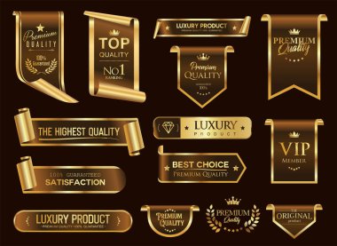 Kaliteli etiketler Brown ve Gold rozetler ve simgeler 1 numara ve en iyi ürün için defne çelengi 