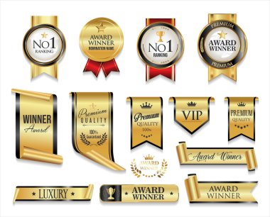 Altın ödüllü logo koleksiyonu ödüllü logo tasarımı beyaz arkaplanda izole edildi 
