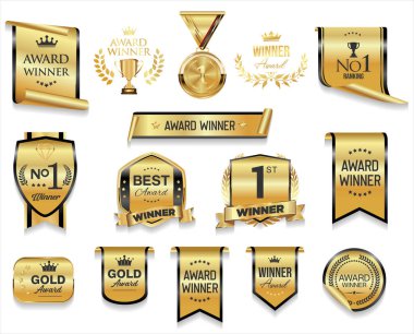 Altın ödüllü logo koleksiyonu ödüllü logo tasarımı beyaz arkaplanda izole edildi 