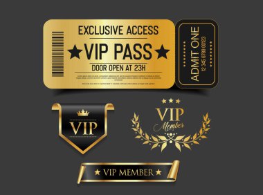 VIP Geçiş Biletleri Lüks Siyah ve Altın Sinema Stili Davet ya da Etkinlik Erişim Rozeti