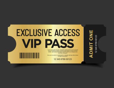VIP Geçiş Biletleri Lüks Siyah ve Altın Sinema Stili Davet ya da Etkinlik Erişim Rozeti