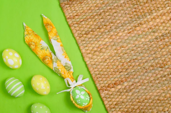 Mutlu Paskalya Bayramı Tebrik Kartı Konsepti Renkli Paskalya Yumurtaları Pastel — Stok fotoğraf