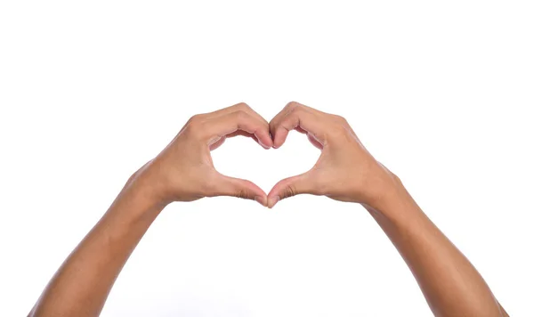 Menschenhände Machen Herzform Auf Weißem Isolierten Hintergrund — Stockfoto
