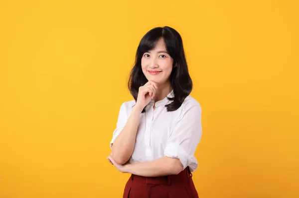 Portrait Belle Jeune Femme Asiatique Enterpriser Heureux Sourire Habillé Chemise — Photo