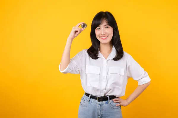 Découvrez Allure Belle Jeune Femme Asiatique Vêtue Une Chemise Blanche — Photo
