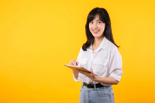 Junge Asiatische Geschäftsfrau Glücklich Lächeln Frau Trägt Weißes Hemd Und — Stockfoto