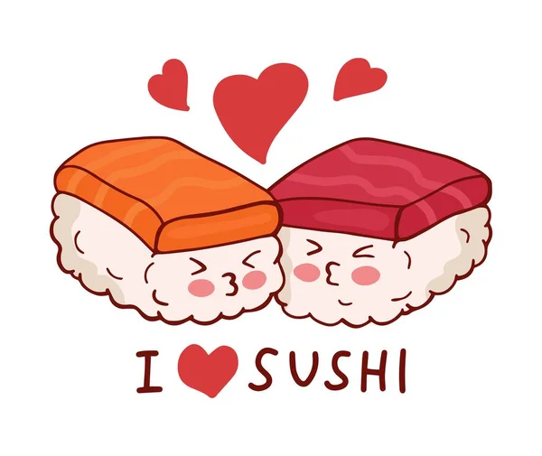 Ich Liebe Sushi Isoliert Auf Weißem Hintergrund — Stockvektor