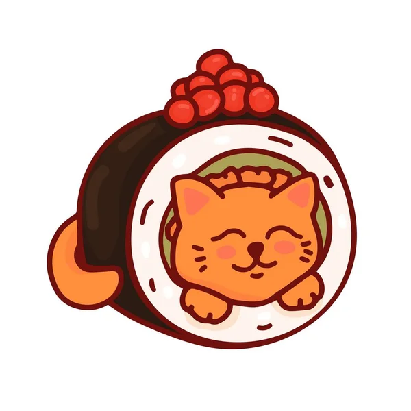 Cute Sushi Cat Icon Vector Illustration — 스톡 벡터