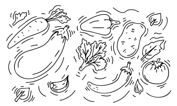 Line Drawing Vegetables Background Sketch Design Isolated White Background — Διανυσματικό Αρχείο