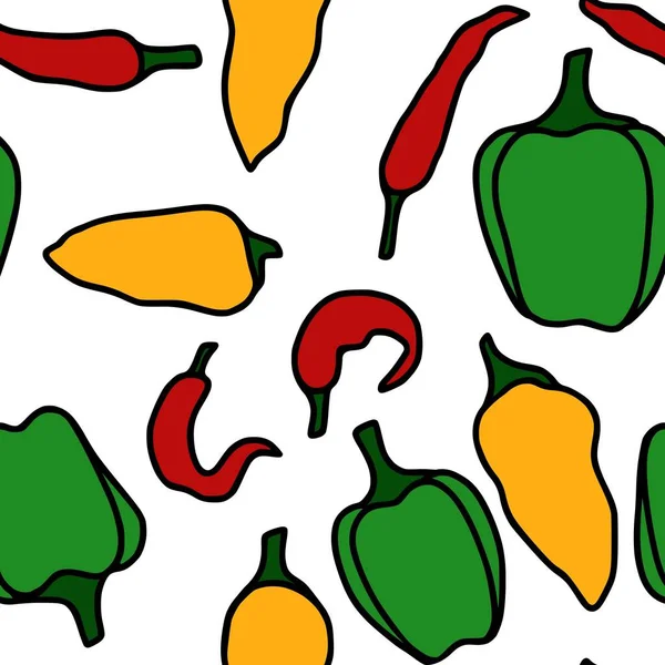 Seamless Pattern Different Selection Peppers — Stock Photo, Image