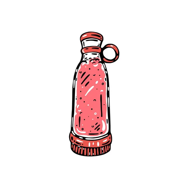搅拌器瓶与粉红色的冰沙 涂鸦风格 — 图库照片