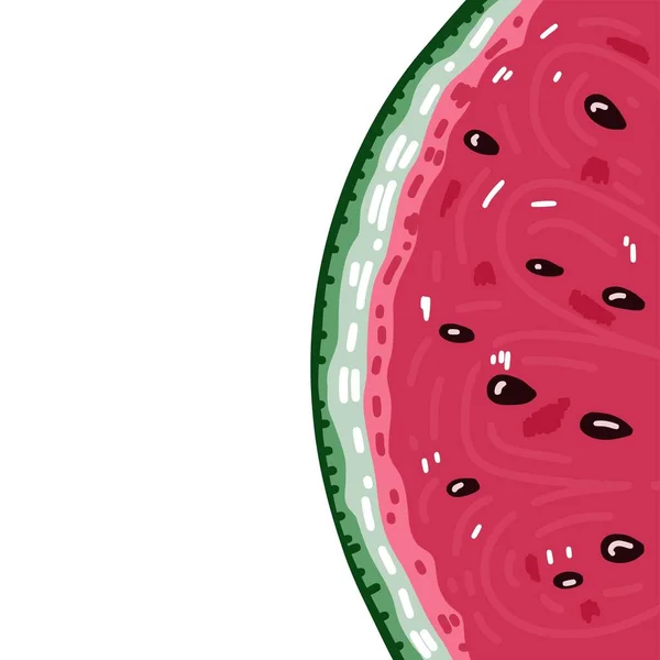 Half Frame Slice Watermelon Illustration White Background — Stock Photo, Image