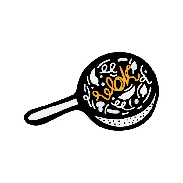Wok油锅图标 矢量图解 Wok亚洲餐馆食品标识 — 图库照片