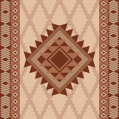 Dekoratif vektörsüz geleneksel kıyafet tasarımları ve arka plandaki Aztek kabile süslemeleri ile Amerikan yerlileri için el yapımı güzel sanat renkleri..