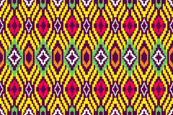 Geometrik şekiller ve piksel tasarım vektörsüz desen arka planda aztek kabile süsü ile geleneksel giyinme tarzı el yapımı güzel sanat renkleri..